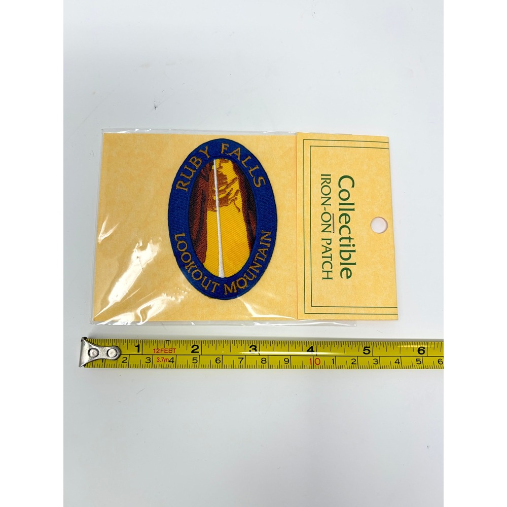 Ruby Falls Lookout Mountain Collectible Iron-On Patch Souvenir Blue Gold Oval